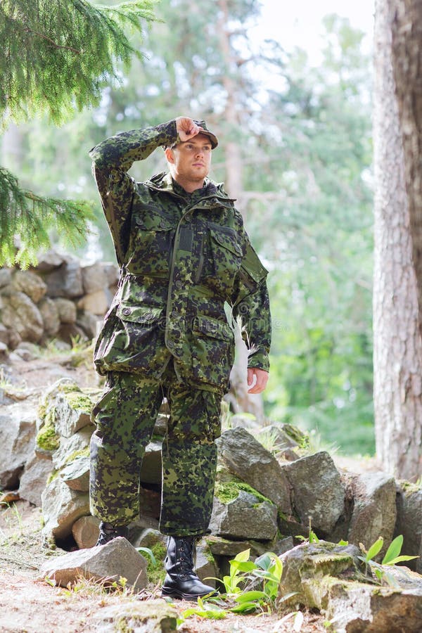 Young Soldier or Ranger in Forest Stock Image - Image of guard ...