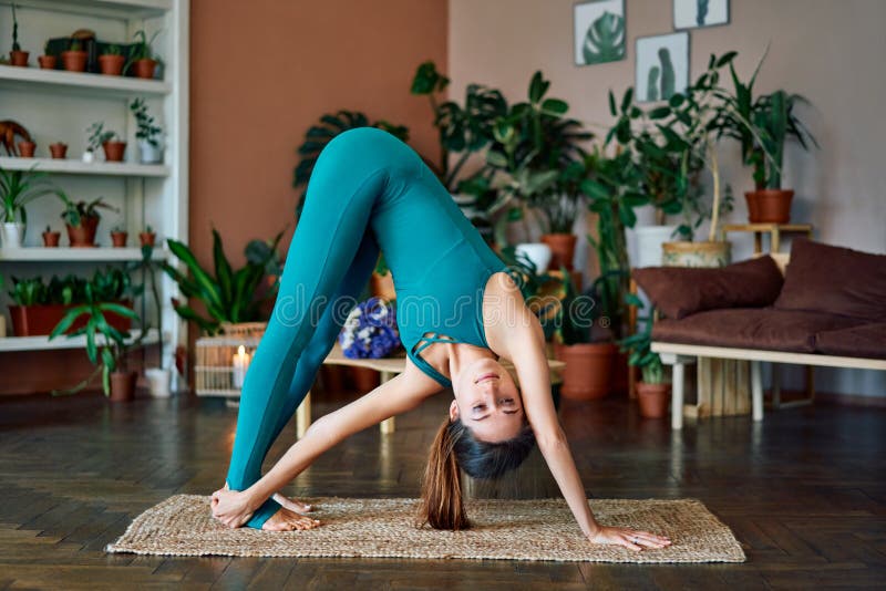 169 Girl Downward Dog Pose Yoga Home Photos Free Royalty Free Stock Photos From Dreamstime