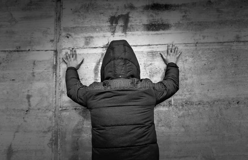 Young street gang  wall stock photo