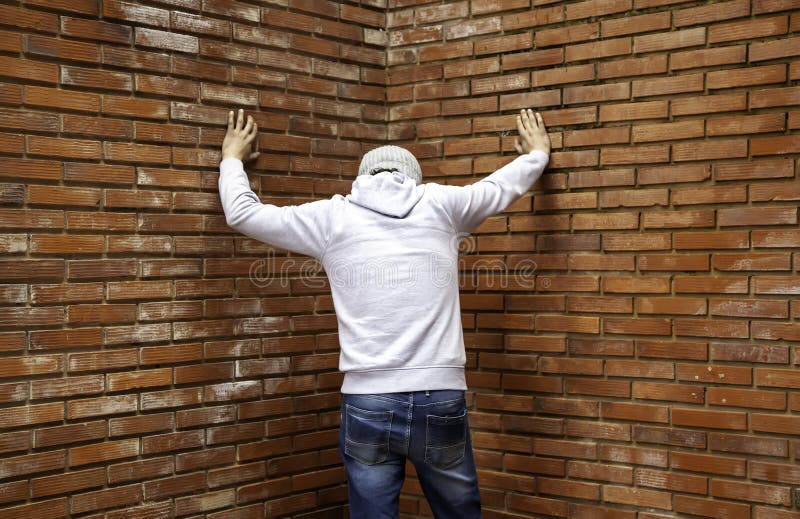 Young street gang  wall stock images