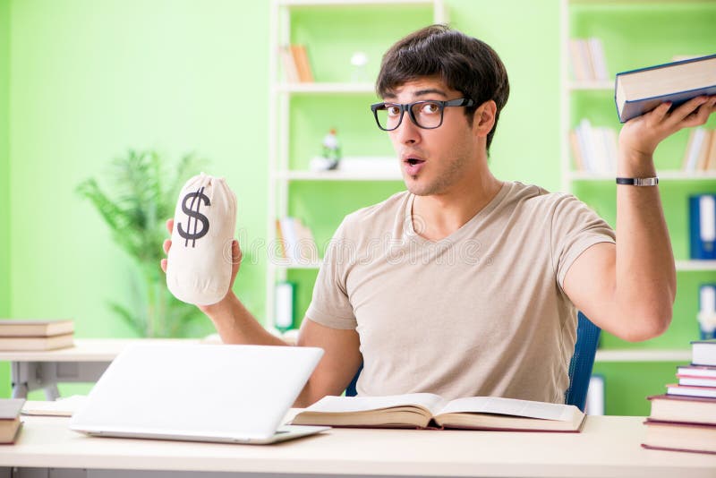 The young student in expensive tuition concept stock image The young student in expensive tuition concept stock image