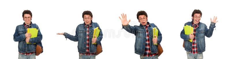 The young student isolated on white stock images The young student isolated on white stock images
