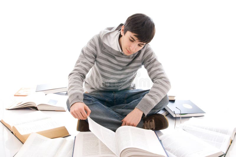 The young student isolated on a white