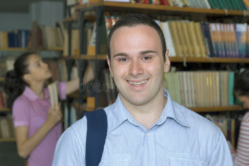 Young student in library