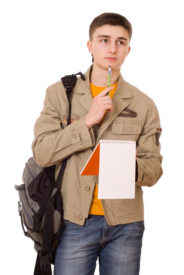 Young student with a notebook