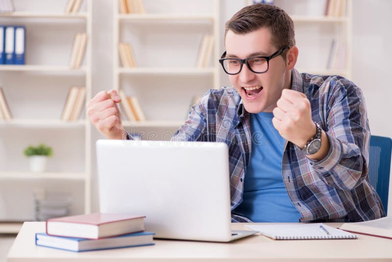 The young student studying over internet in telelearning concept