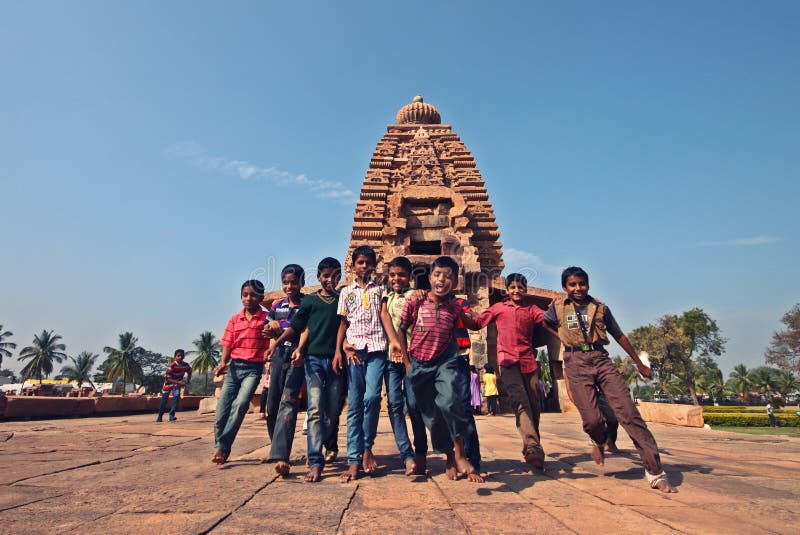 Young students having fun during excursion royalty free stock image