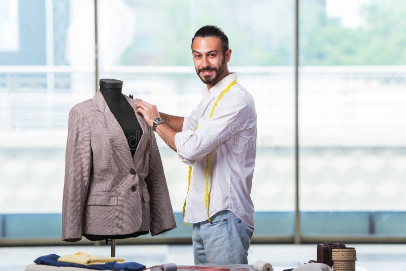 The Young Tailor Working on New Clothing Design Stock Image - Image of ...