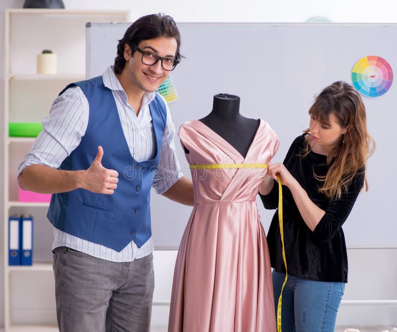 Young Tailors Working in Workshop Stock Image - Image of clothing ...