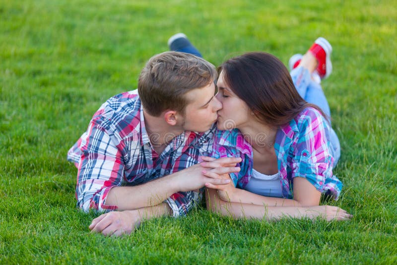 Young Teen Couple Kissing Stock Image Image Of Nature 55736605