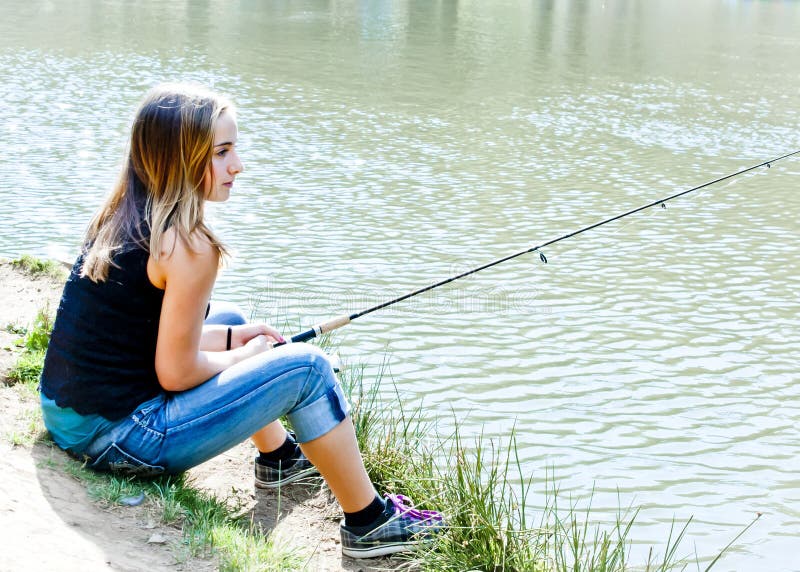 124 Blonde Girl Fishing River Stock Photos - Free & Royalty-Free