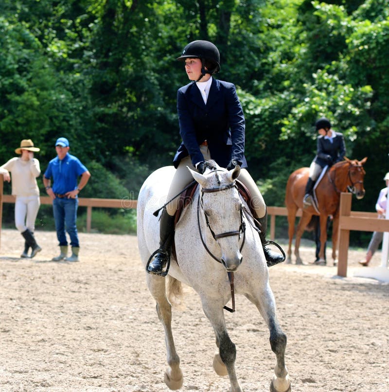 A Young Teenage Girl Rides A Horse In The Germantown Charity Horse Show