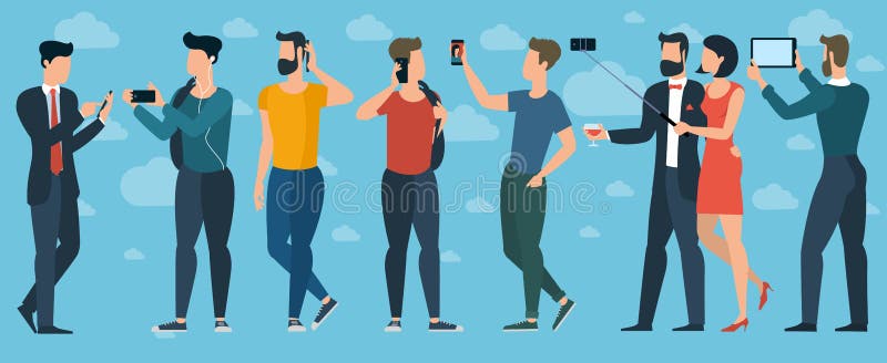 Young trendy people with mobile phones