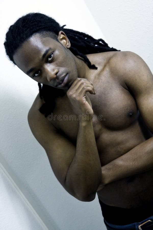 Young Urban African American Male Shirtless