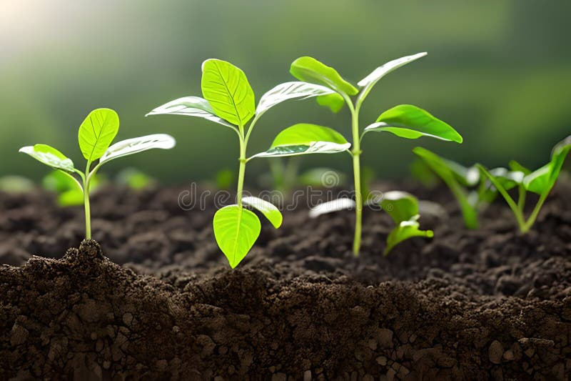 Young Vegetable Indoor Growing at the Soil Stock Image Image of