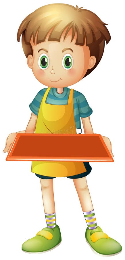 A young waiter holding an empty tray vector illustration A young waiter holding an empty tray vector illustration