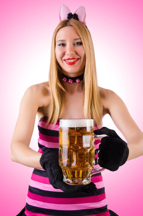 Young waitress with beer stock image. Image of patricks 46291189