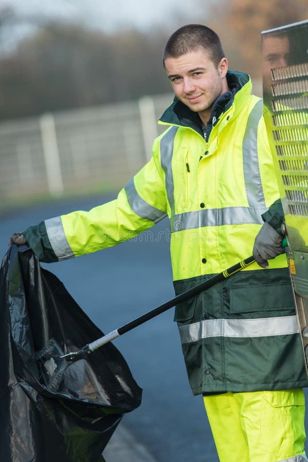 Young waste collector at work royalty free stock image Young waste collector at work royalty free stock image