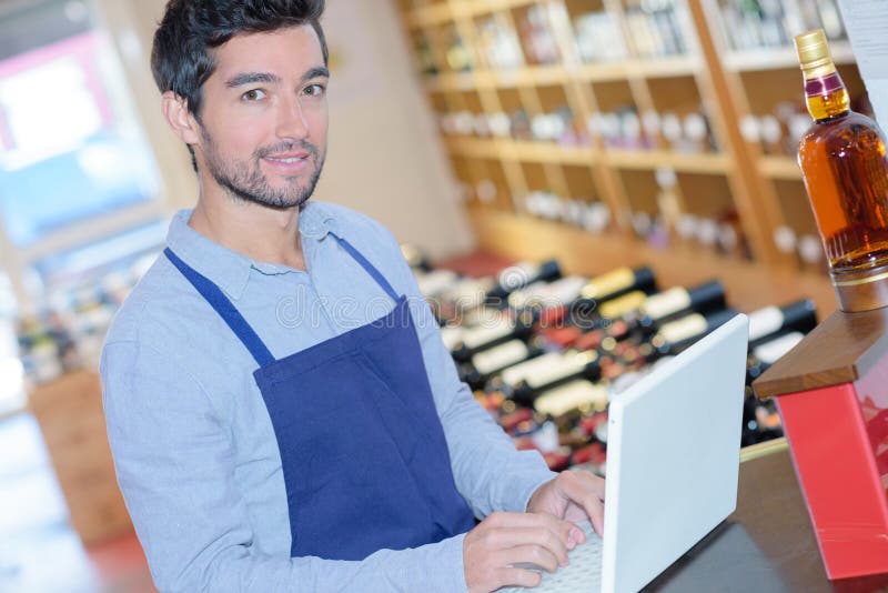 Young Winemaker Working with Laptop Stock Image Image of portrait