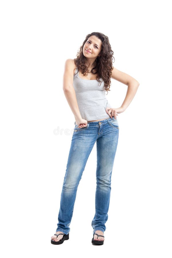 Front View of a Beautiful Standing Woman Model Posing Stock Image ...