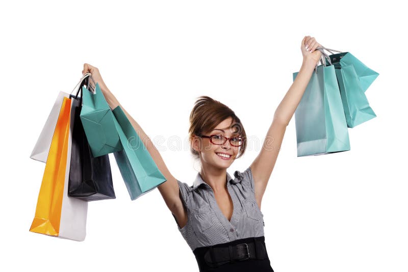 Young woman admiring her shopping