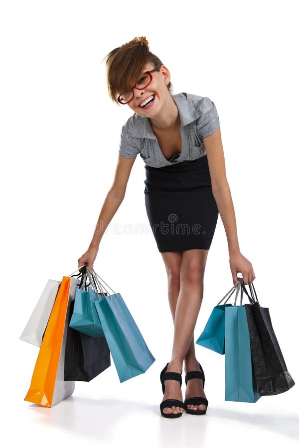 Young woman admiring her shopping