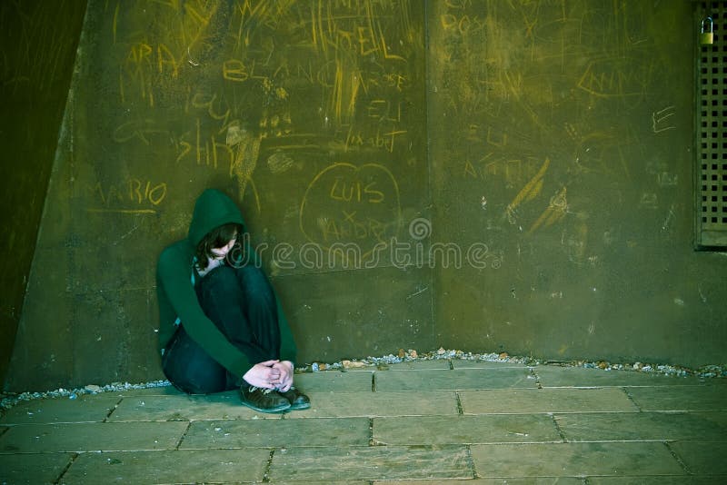 Young woman alone