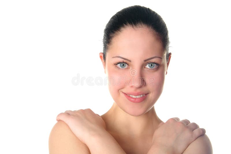 Young woman beautyfull portrait on a white royalty free stock photo