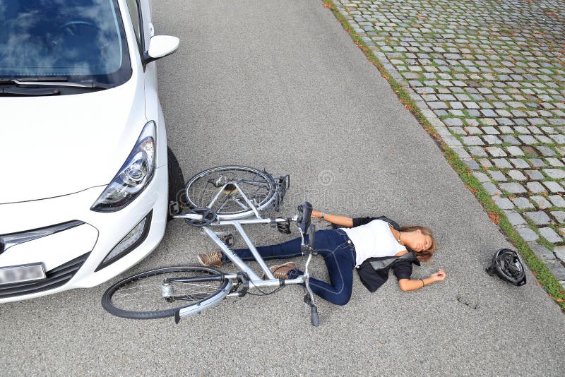 Young woman with Bicycle accident