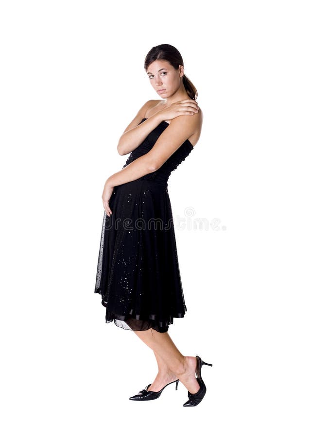 Young woman in black dress