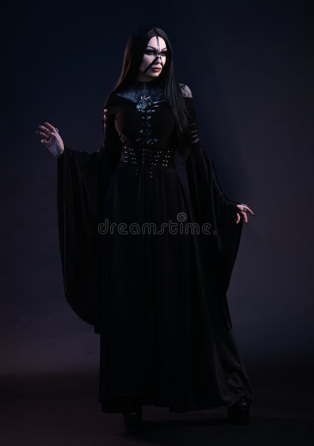 Portrait of Beautiful Gothic Woman in Dark Dress Stock Photo - Image of ...