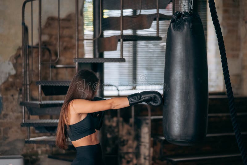 Young Woman Boxing Workout at the Gym Stock Image - Image of lifestyle