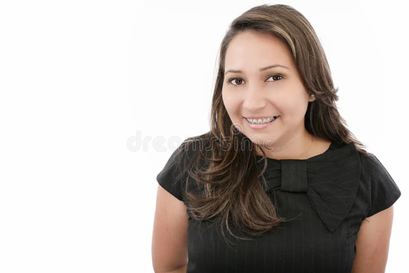 Young woman with brackets royalty free stock photography