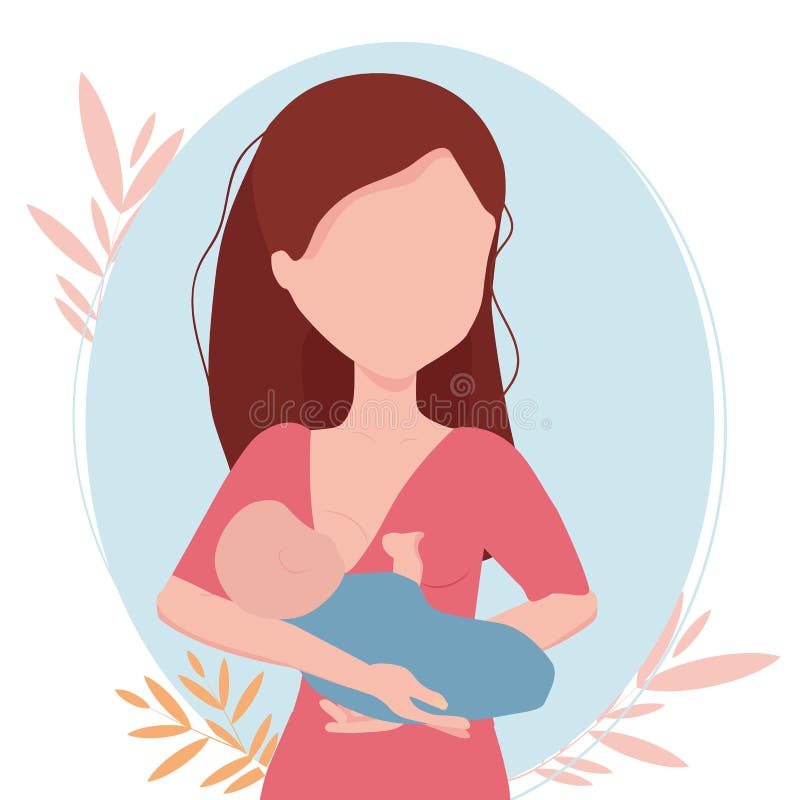 A Young Woman is Breastfeeding Her Baby.Vector,logo. the Concept of ...