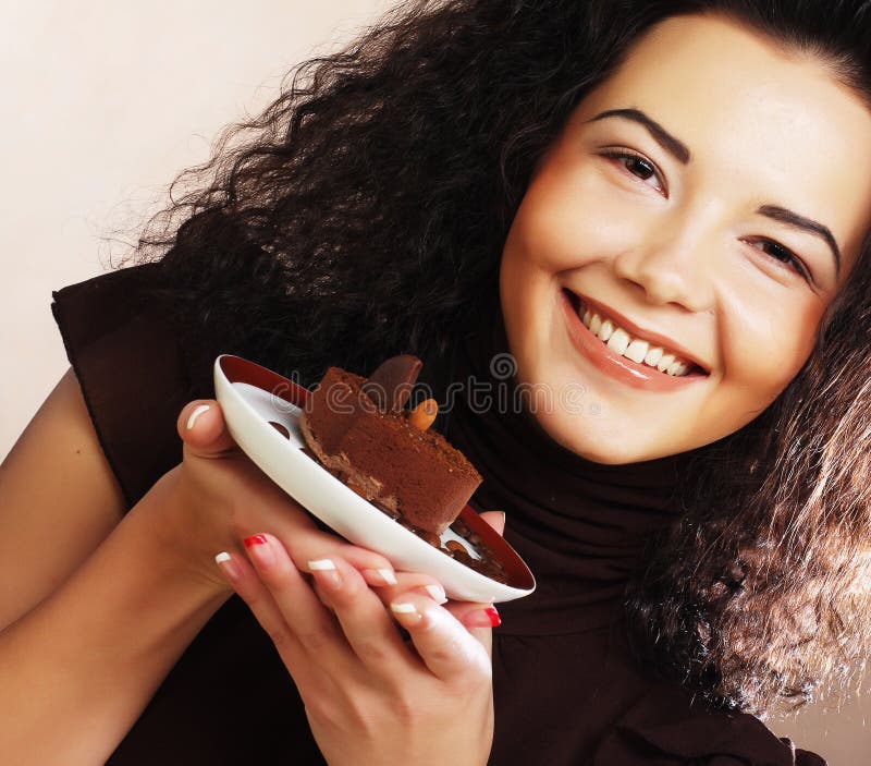 Young woman with a cake stock image. Image of birthday 39076349