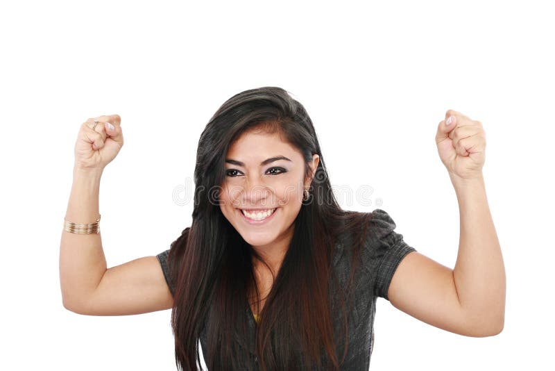 Young woman celebrating success