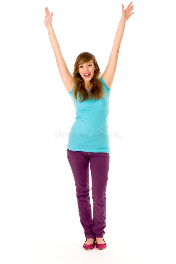 Young Woman Cheering stock image