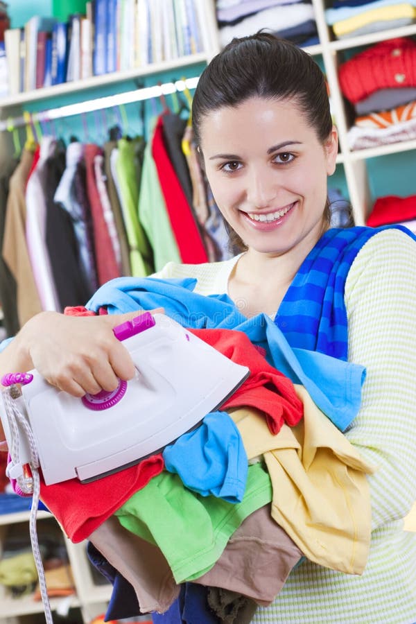 Young woman with clothes