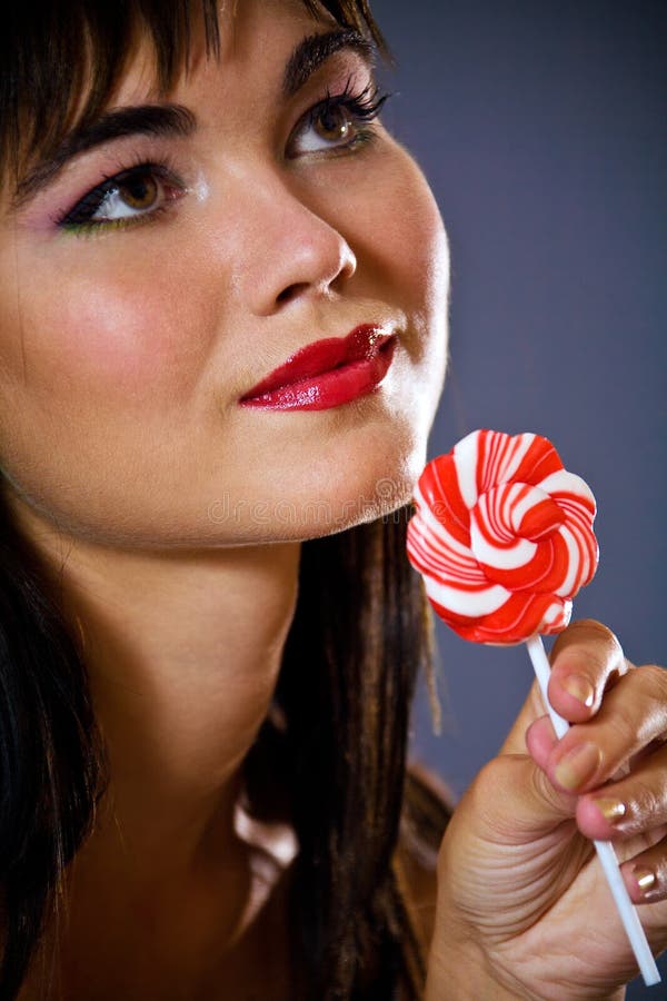 Young Woman with Colourful Lollipop Candy Stock Photo - Image of ...