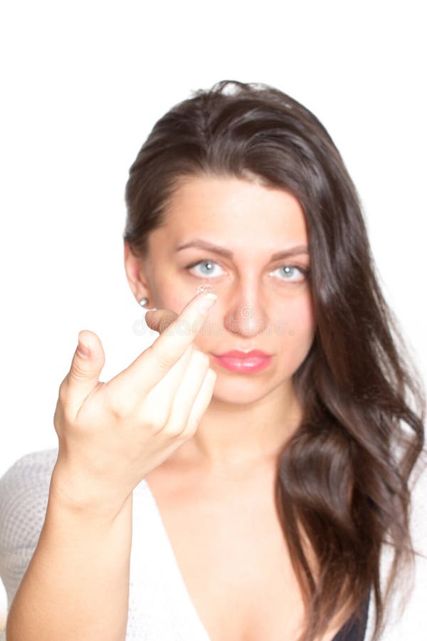 Young Woman with Contact Lenses Stock Photo - Image of isolated, open ...