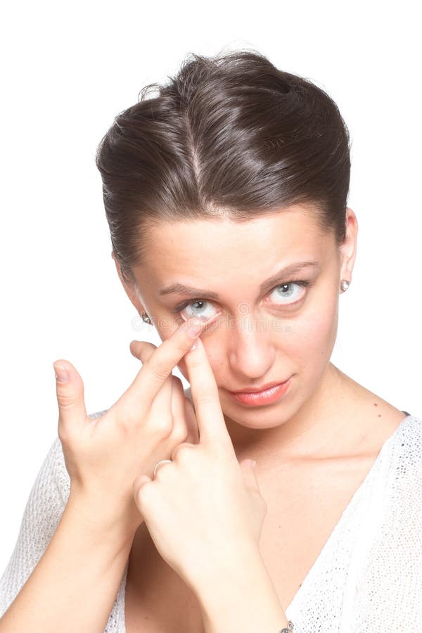 Young Woman with Contact Lenses Stock Image - Image of optic, contact ...