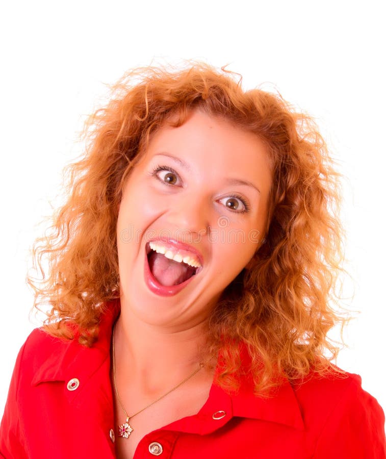 Young woman with crazy smile