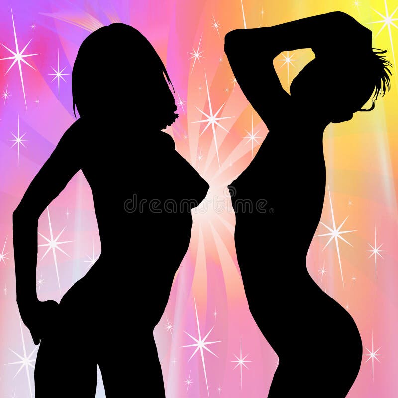 Two women dancing in the disco. Two women dancing in the disco