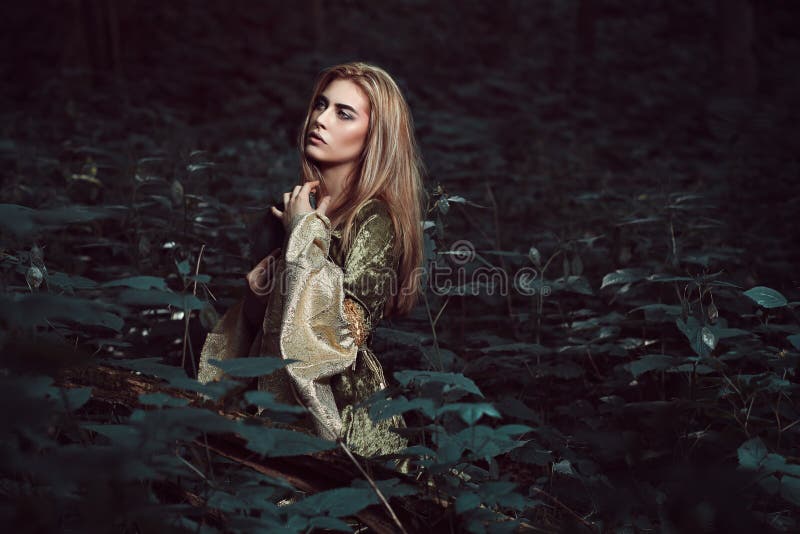 Fairy Woman Hearing the Voice of the Forest Stock Image - Image of ...