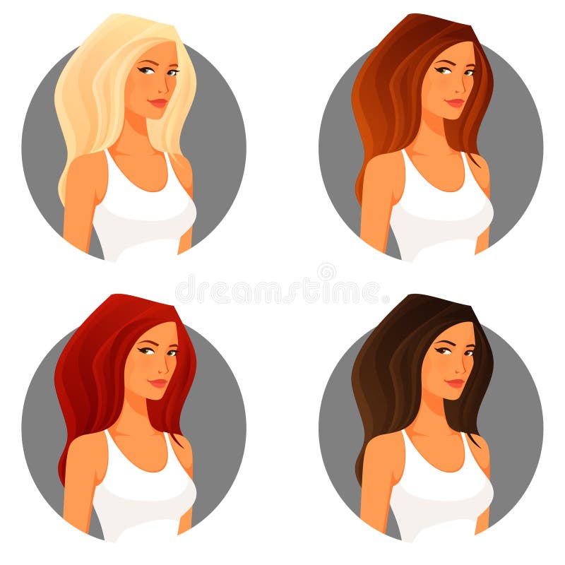 Young Woman with Different Hair Color Stock Vector - Illustration of  blonde, attractive: 46637119