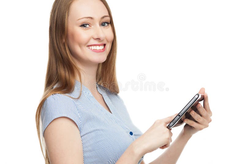 Young woman with digital tablet royalty free stock photography
