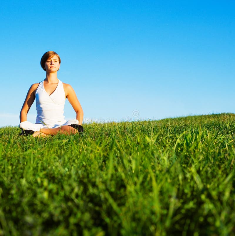 Young Woman Doing Yoga stock image. Image of outdoors - 11183485