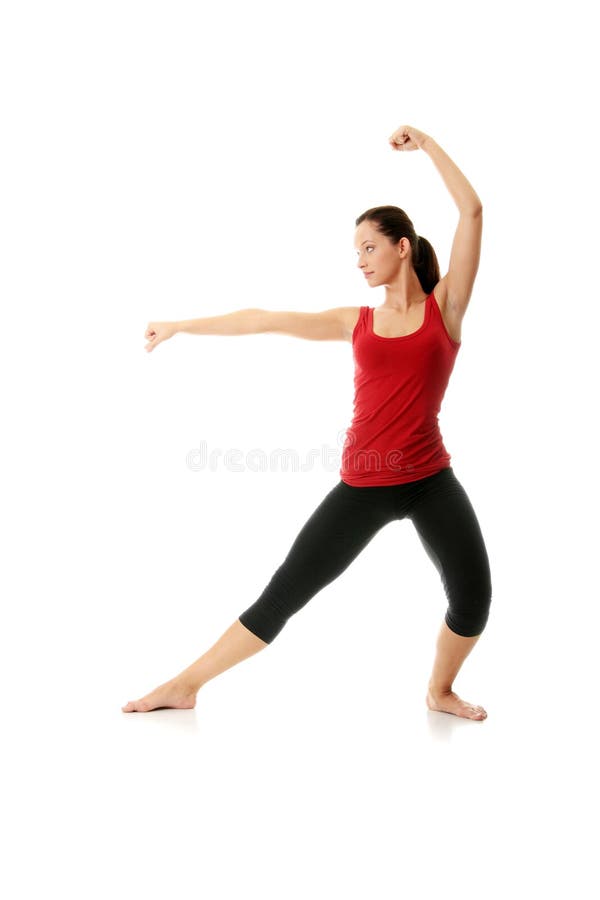 Fitness Woman in Various Standing Yoga Poses Stock Photo - Image of ...