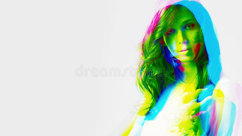 Young woman experimental colorful portrait studio shot stock images Young woman experimental colorful portrait studio shot stock images