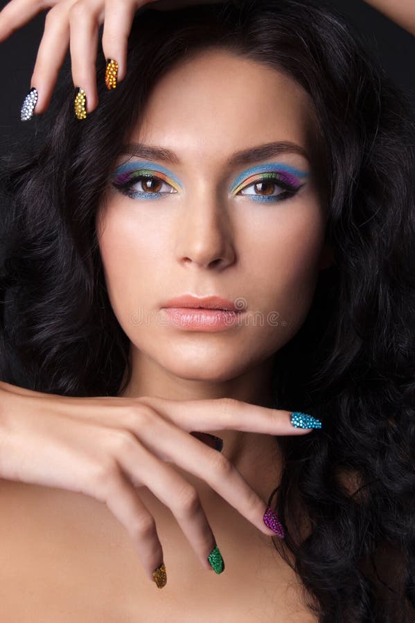 Young woman with fashion make-up and manicure royalty free stock images Young woman with fashion make-up and manicure royalty free stock images